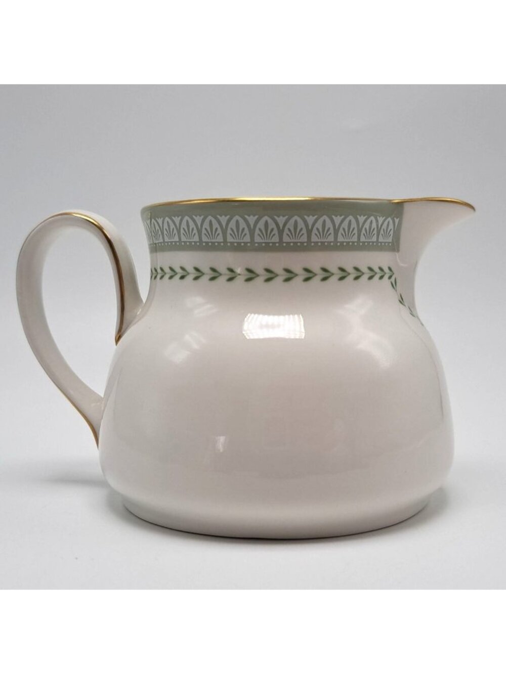Royal Doulton Berkshire Creamer Green Gold Floral Accent Bone China Collectible